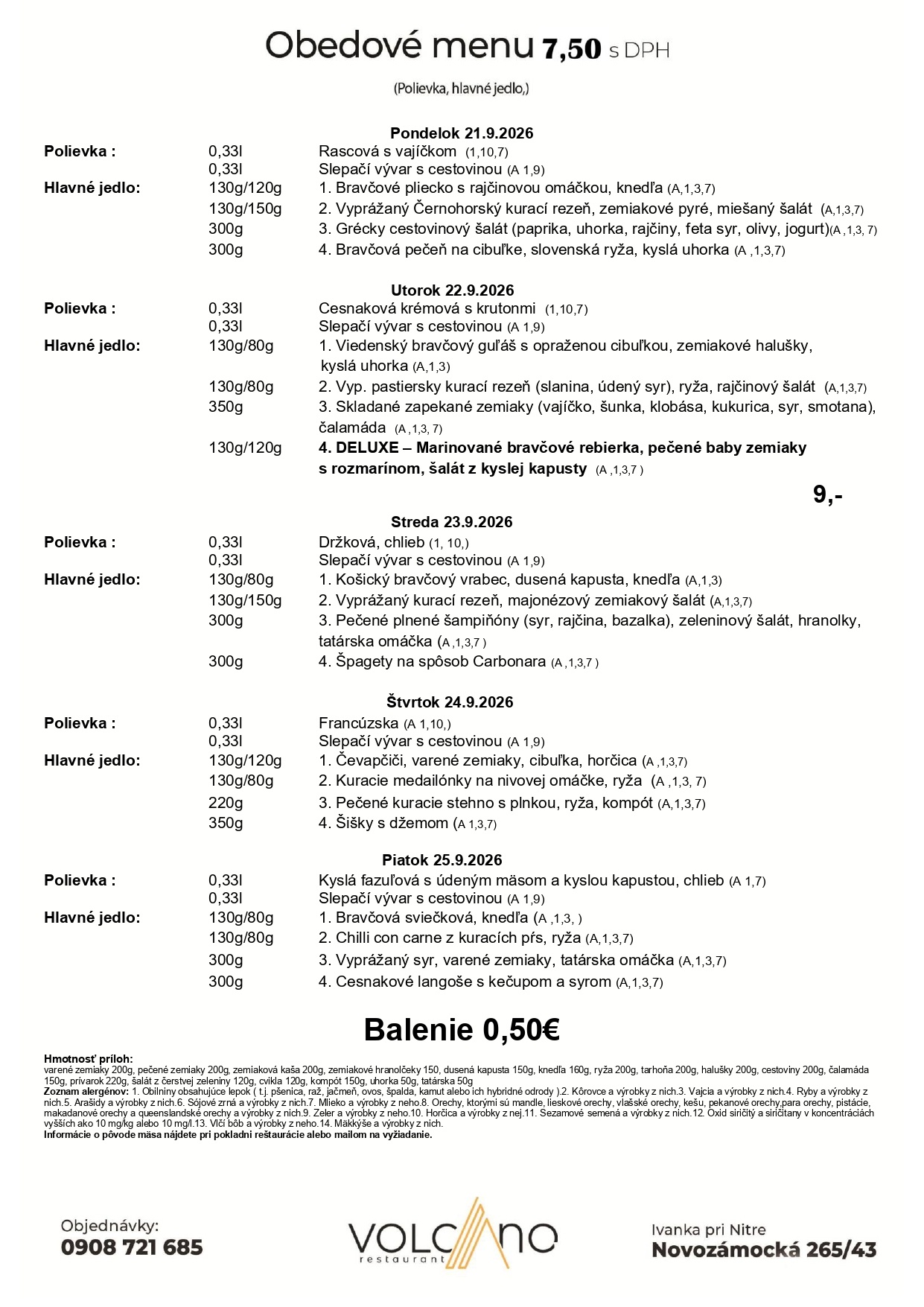 Aktuálne obedové menu